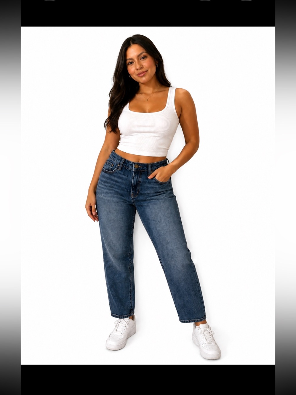 Evereve Dark Blue Cropped Slim Jeans